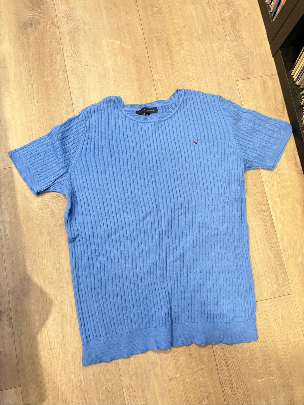 Tommy Hilfiger Sky Blue Cable Knit Crewneck Sweater